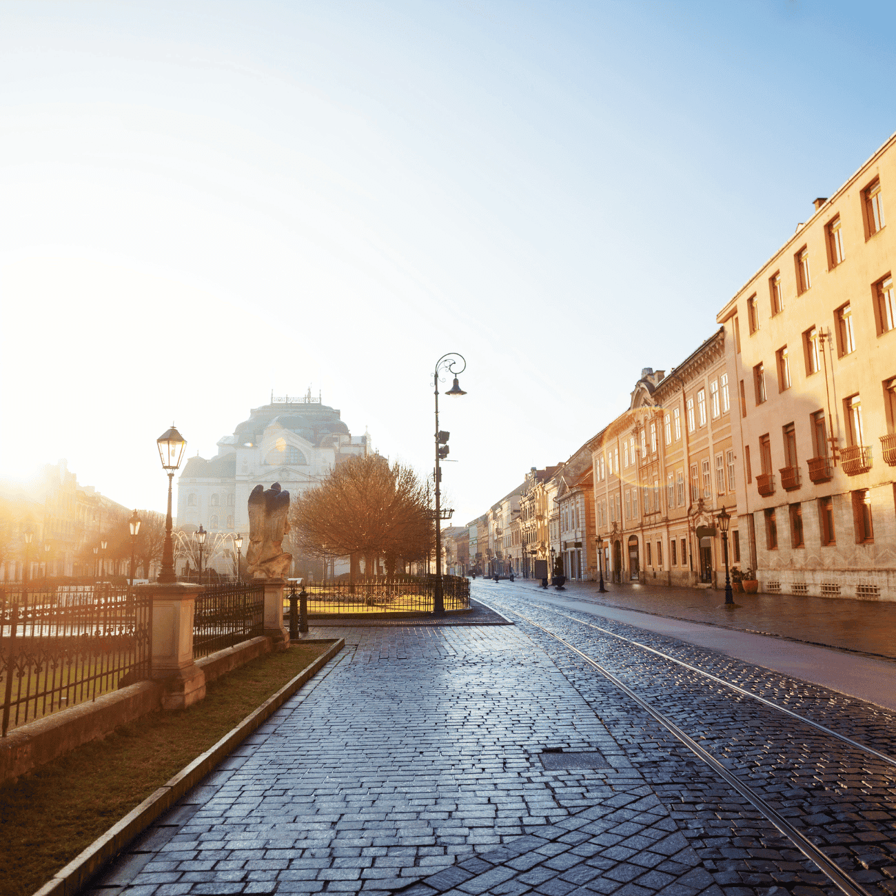 Coffee and Sunshine in Kosice Main Street