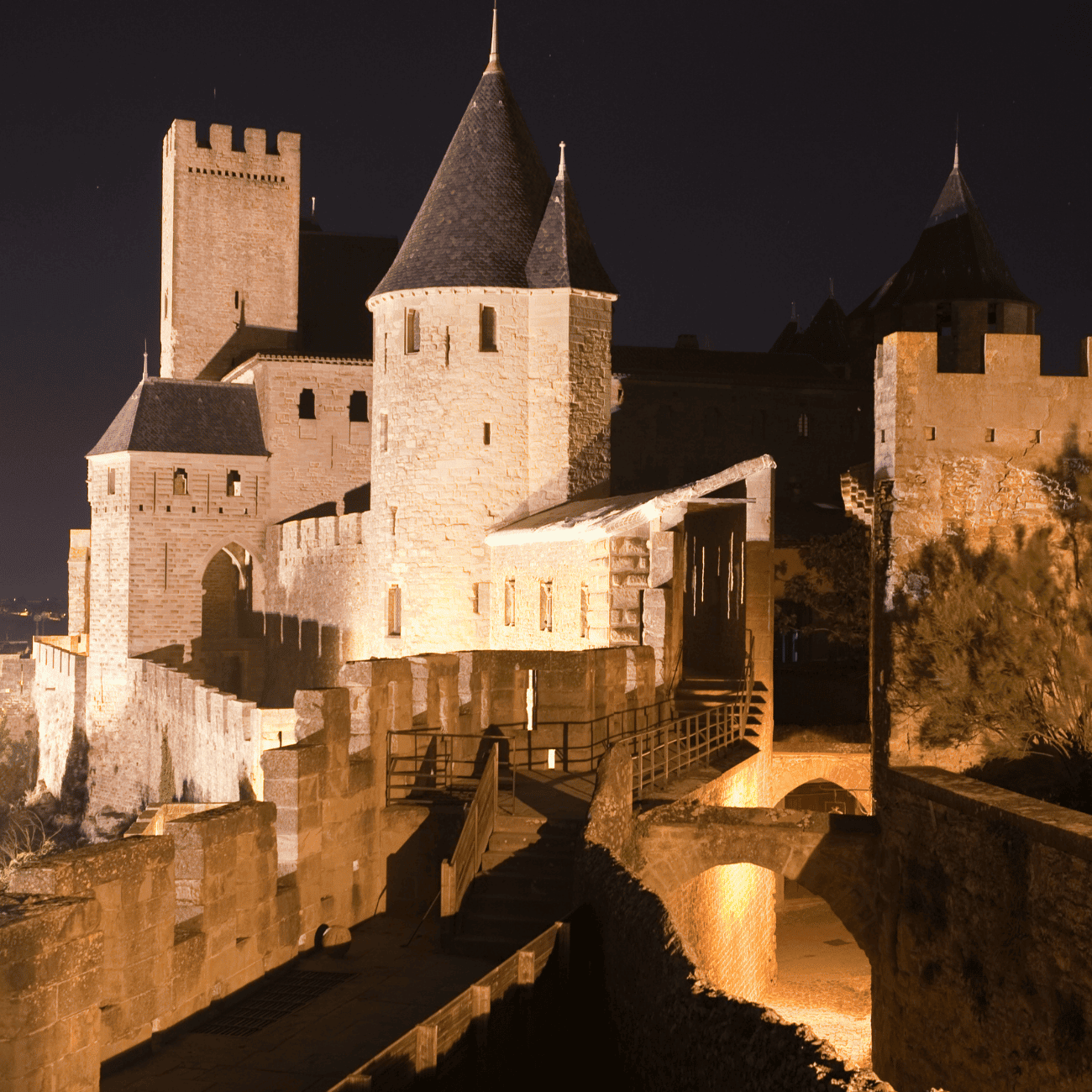 Carcassone Castle at Night